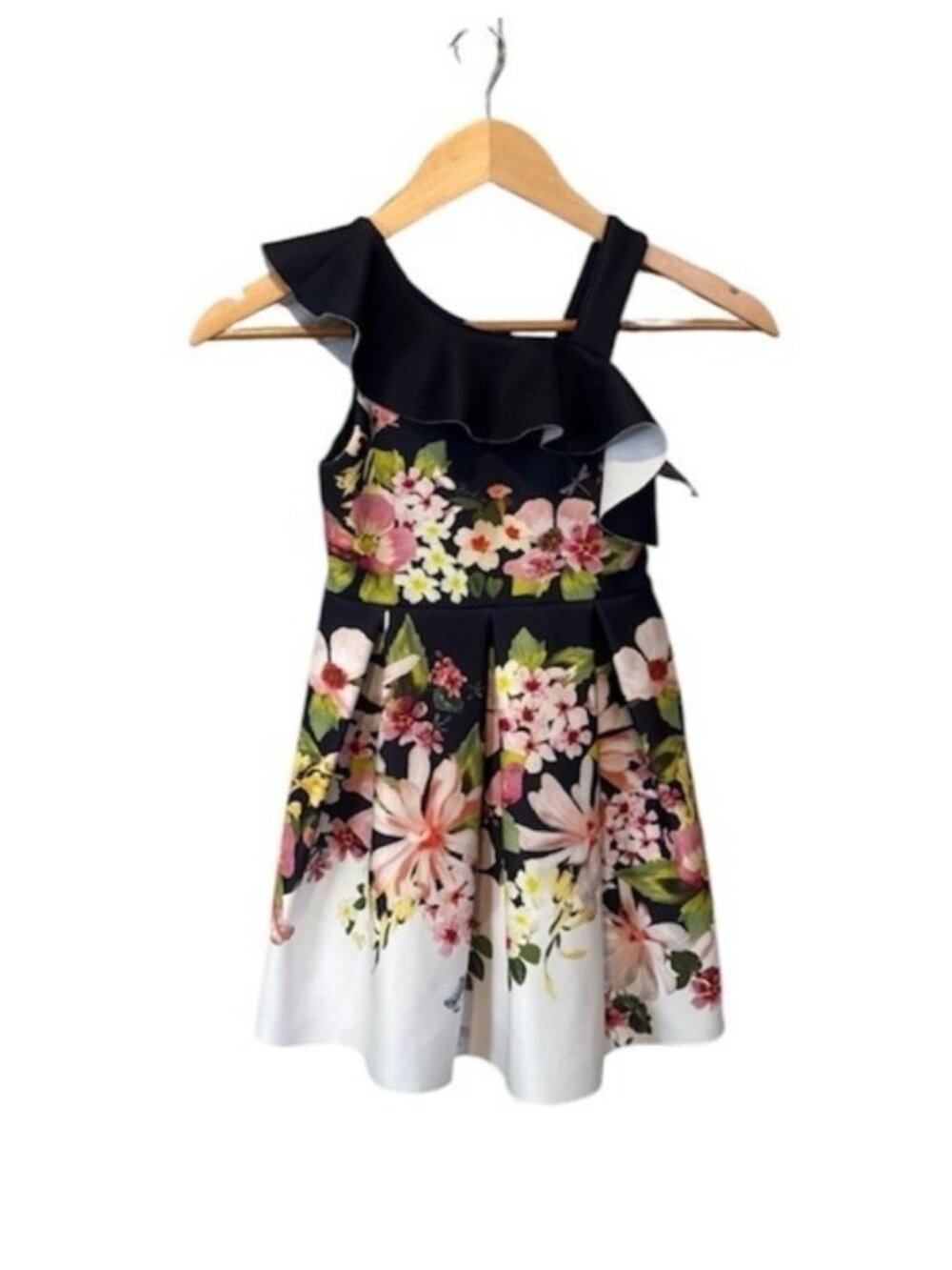 Baker by Ted Baker Dress Girls 6 Blue Floral Sleeveless Fit Flare Party Wedding